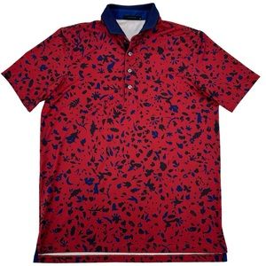 Greyson Red and Blue Patterned Polo Shirt